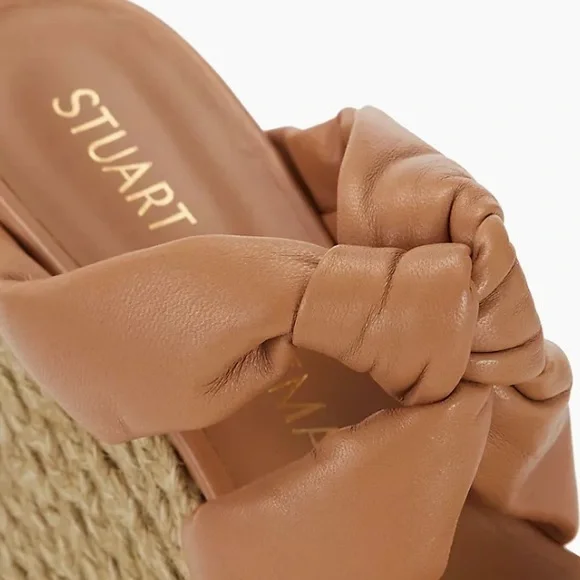 NWOB Stuart Weitzman Playa Sohigh Leather Knot Espadrille Platform Sandals - Picture 6 of 14